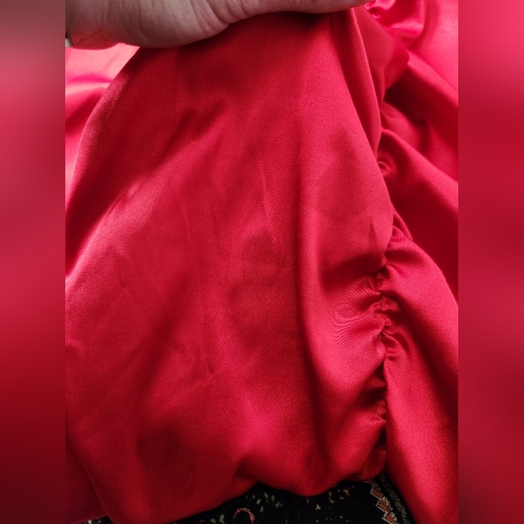 Jessica McClintok Full Length Halter Scrunch Red Satin Dress sz 6 - Picture 12 of 14